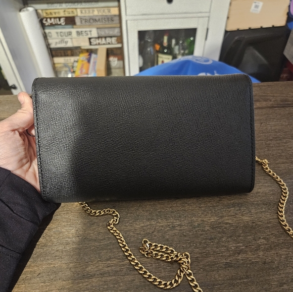 Ted Baker London Black Leather Magnolia Kira Gold Rose Clutch Crossbody Bag NWT - Picture 6 of 8